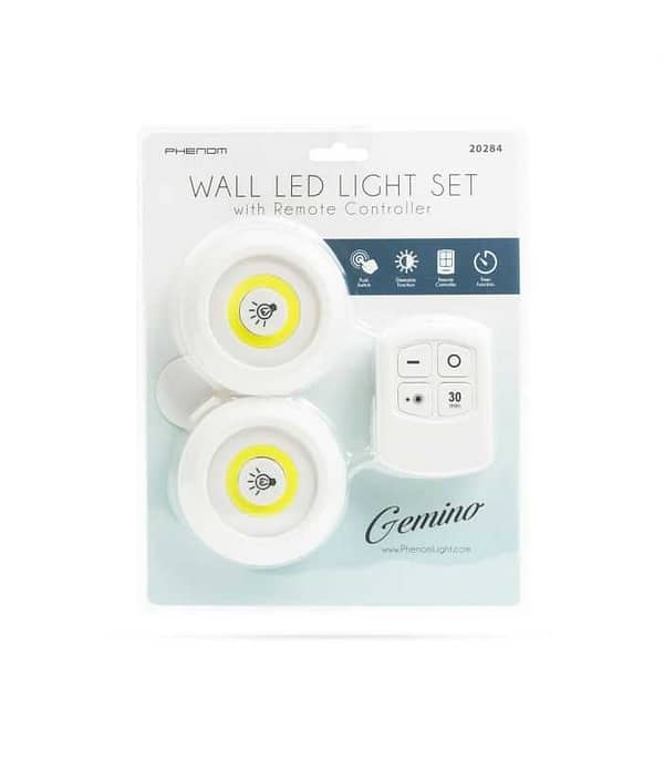 Set de lampi LED COB 3W 200lm 3x AAA IP44 autoadezive de perete cu telecomanda - imagine 5