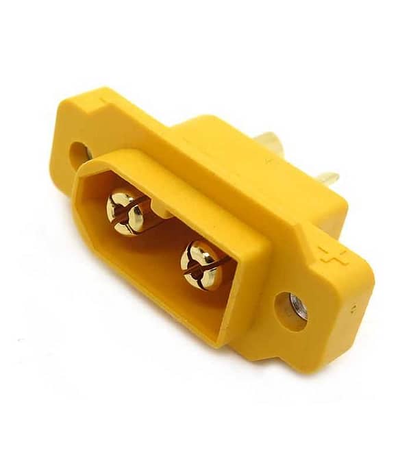 Soclu alimentare DC XT60 tata 2pini lipire montare pe panou 30A 500V galbena AMASS XT60E1-M / XT60E-M