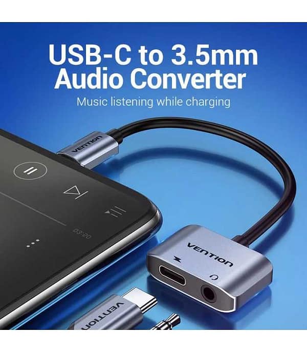 Cablu adaptor convertor USB C la Jack 3.5 mm mama casca/microfon +USB C mama incarcare 10cm OMTP/CTIA standards BGSHA VENTION - imagine 2