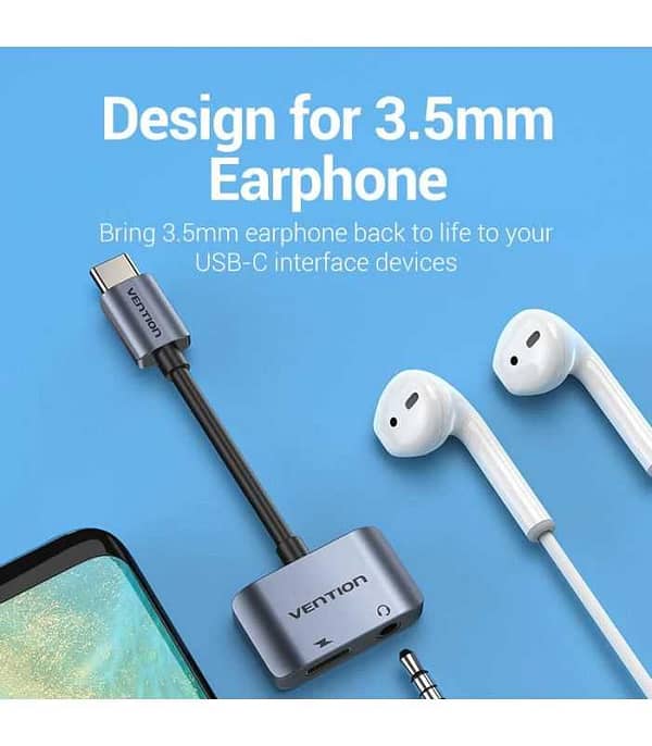 Cablu adaptor convertor USB C la Jack 3.5 mm mama casca/microfon +USB C mama incarcare 10cm OMTP/CTIA standards BGSHA VENTION - imagine 4