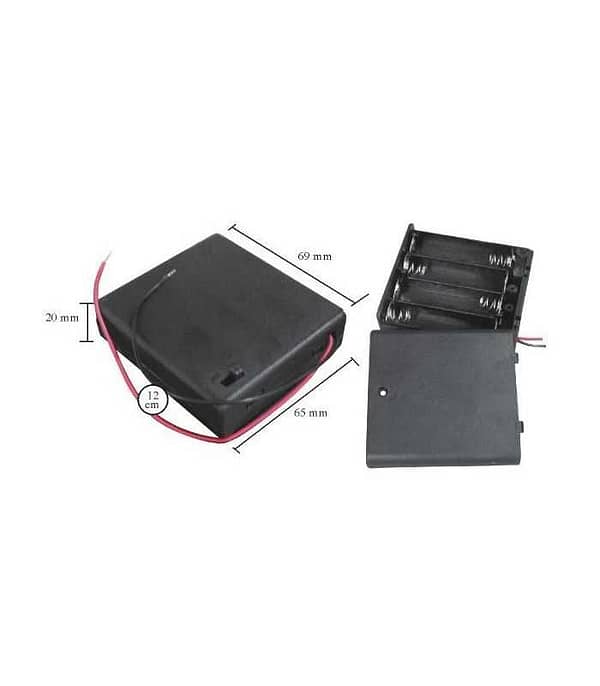 Suport baterii 3x AA cu capac si intrerupator si 2 fire BAT.H.AA-3 SWITCH - imagine 3