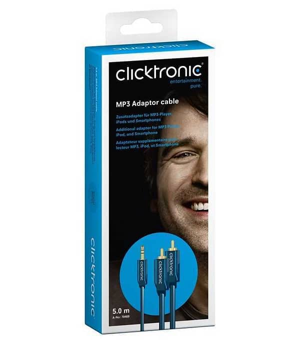Cablu audio Profesional Jack 3.5 mm - 2x RCA 5m aurit albastru CLICKTRONIC - imagine 4