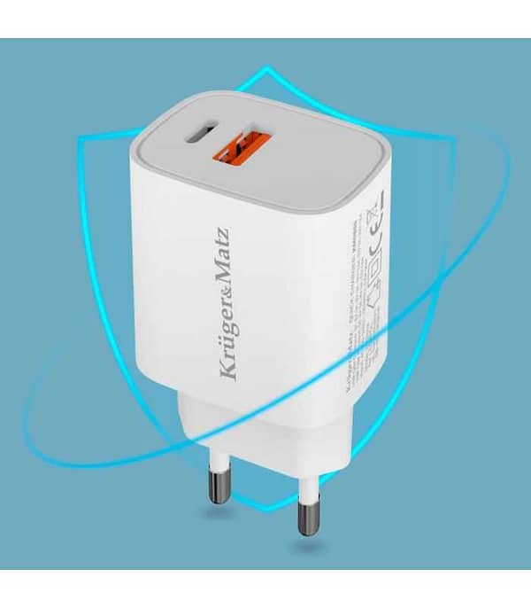 Incarcator rapid de retea USB tip A si USB type C 30W PD 3.0 + QC 3.0 Kruger&Matz KM0855 - imagine 6